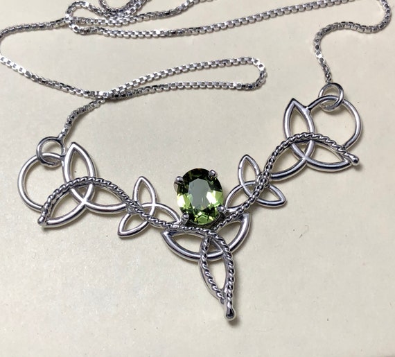 Celtic Knot Emerald Sapphire Peridot Necklace in Sterling Silver