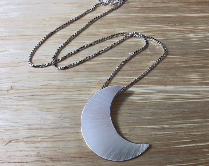 Stevie Nicks Inspired Sterling Silver Crescent Moon Necklace - 18 Inch Chain, Moon Pendant, Waxing Moon Jewelry