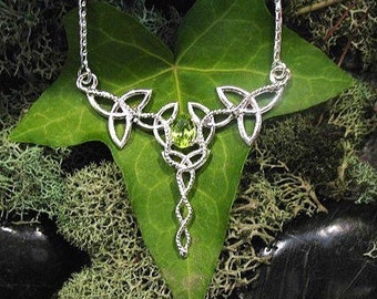 Celtic Pagan Norse Necklace, Irish Gemstone Necklace Sterling Silver, Irish Jewelry, Large Necklaces, Gifts For Her, Wedding Accessories