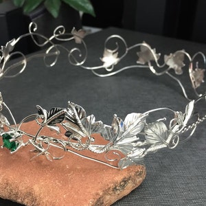Circlets, Woodland Gemstone Crown in Sterling Silver, Woodland Crown, Sterling Silver Crown, Elvish Crown, OOAK, Handmade, Sterling Silver