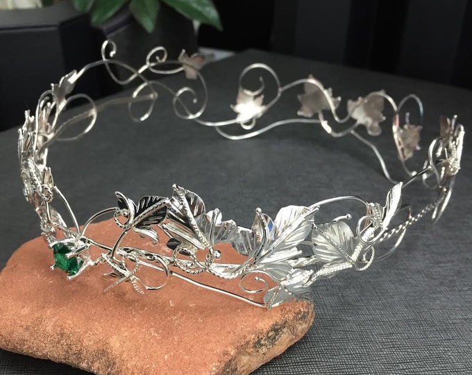 Woodland Wedding Crowns in Sterling Silver,  Artisan Bridal Crowns, Wedding Elvish Leaf Crown, Handmade, Sterling Silver