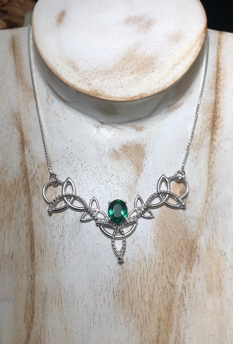Celtic Knot Emerald Peridot Amethyst Necklace in Sterling Etsy