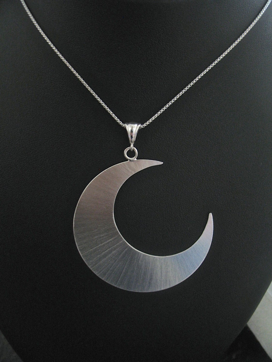 Silver Crescent Moon Pendant Mood Necklace