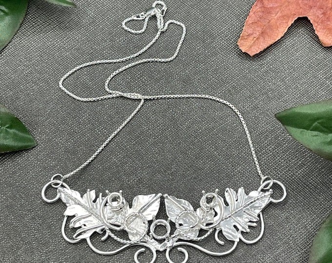Woodland Elvish Sapphire Necklace in Sterling Silver, Artisan Organic Nature Inspired Jewelry Gifts For Her, Bohemian Necklaces