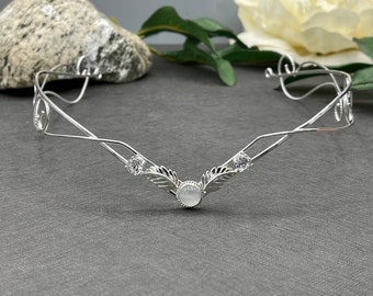 Fae Woodland Tiara, Elven Inspired Wedding Circlet in Sterling Silver, Artisan Renaissance Bridal Diadem, Alternative Bridal Tiaras