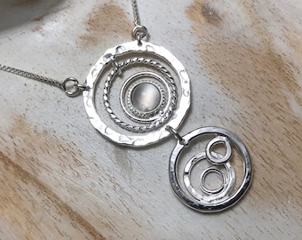 Bohemian Eternity Circle Gemstone Necklace in Sterling Silver, Statement Artisan Necklaces, Gifts for Her, Unique Jewelry Ideas