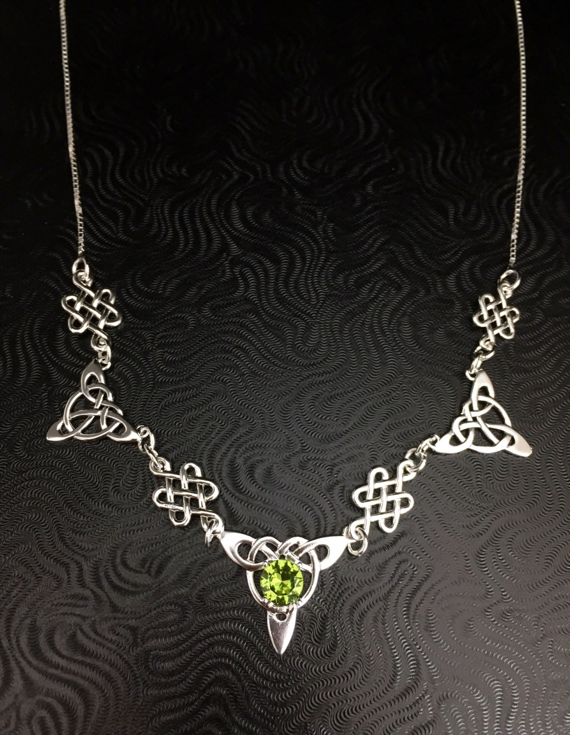 Celtic Trinity Knot Irish Sapphire Necklaces in Sterling Siver, Irish