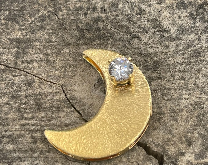 Stevie Nicks Inspired Gemstone Crescent Moon Necklace: Gold Plated over Sterling Silver, 18 inch Chain, Reversible Necklace, Gifts For Her