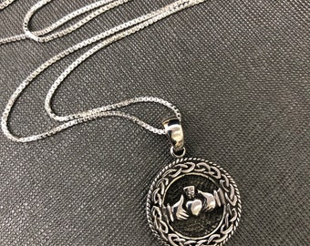 Sterling Silver Claddagh Necklace: Celtic Irish Symbol Pendant, Gifts For Her