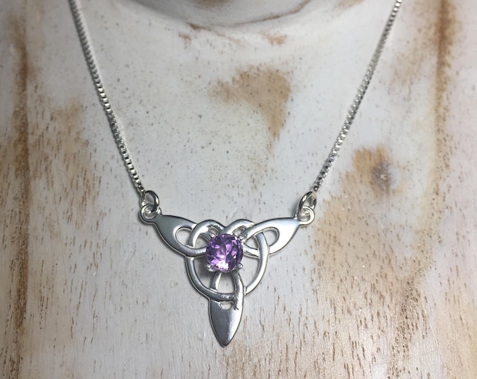 Celtic Irish Knot Necklace with Amethyst Topaz Peridot, Irish Bohemian Celtic Hipster Necklace, Amethyst Celtic Boho Necklace