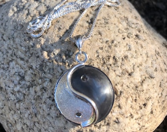 Yin Yang Necklace, Zen Necklace, Handmade Yin Yang Jewelry, 18 Inch Sterling Box Chain, Sterling Silver, Handmade, Eastern Religious Jewelry