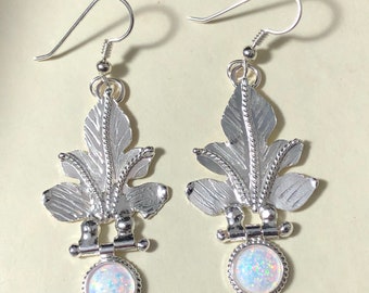 Moonstone Leaf Earrings, Dangle Leaf Earrings, Gifts For Her, Alternative Bridal, Woodland Earrings in Sterling Silver