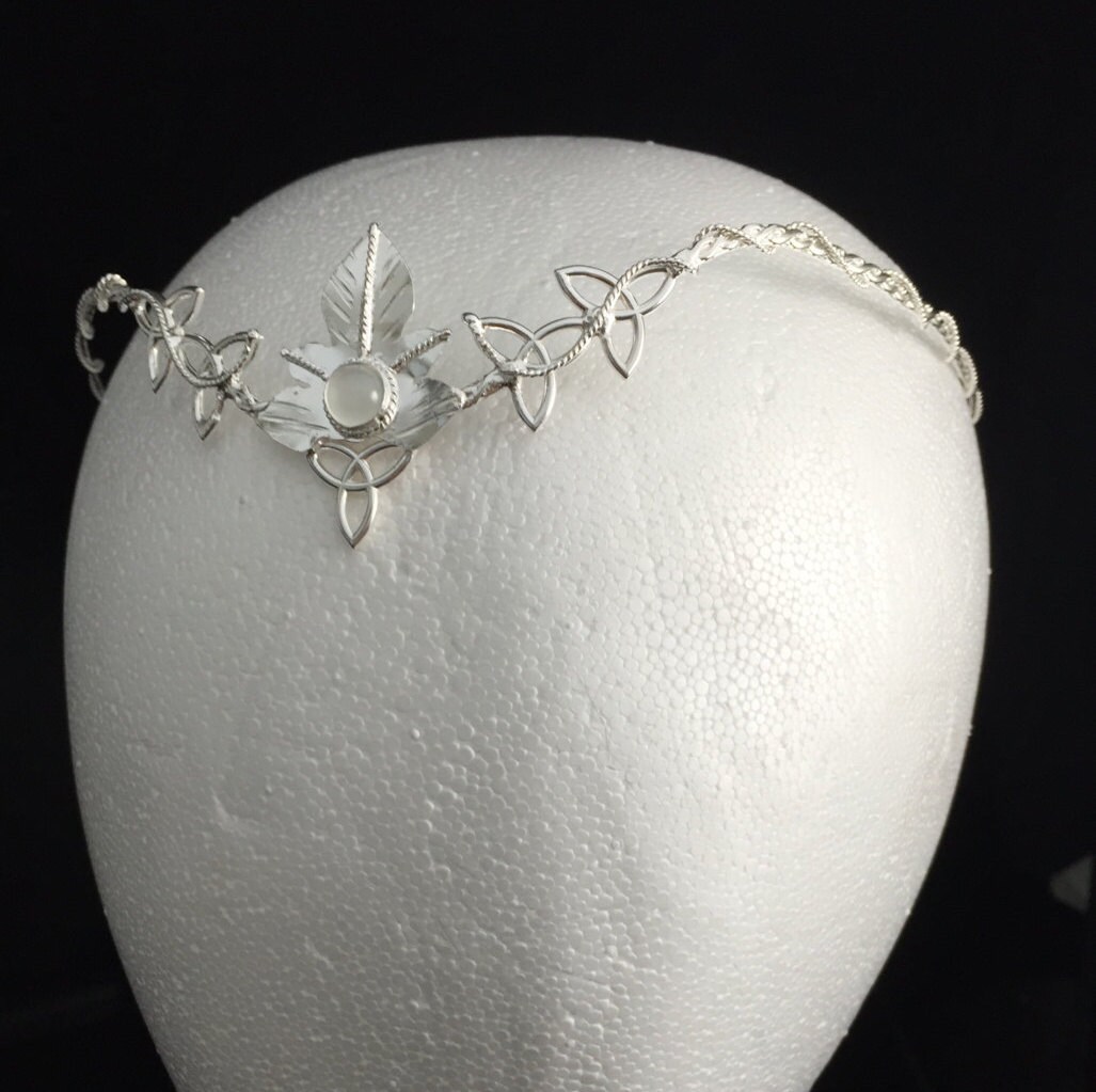 Elvish Woodland Moonstone Bridal Tiara in Sterling Silver, Artisan