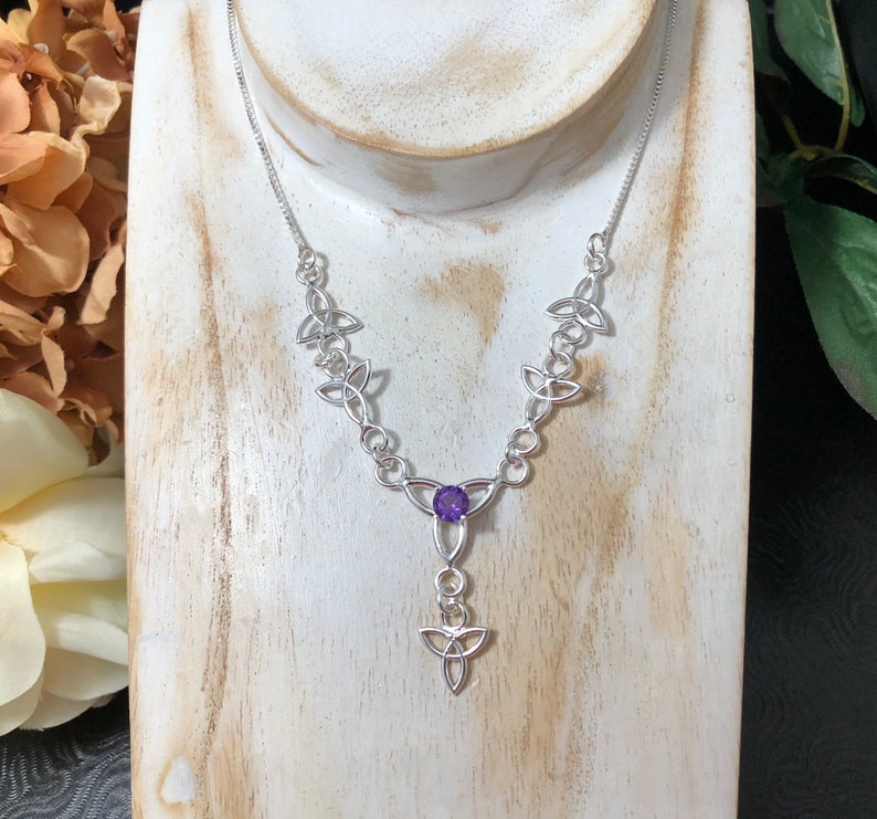 Celtic Knot Drop Necklace Earrings Set, Gifts For Her, Bohemian Amethyst Necklace, Dangle Earrings, Jewelry Sets image 9