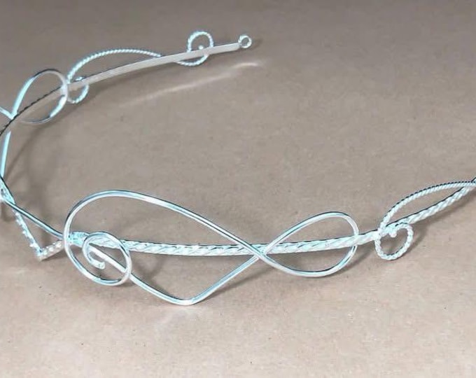 Elvish Renaissance Wedding Circlet in Sterling Silver, Bohemian Fantasy Wedding Headpiece, Alternative Bridal Accessories, Gifts For Her