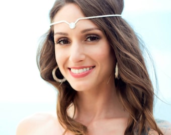 Circlets, Simple Gemstone Tiaras, V Point Style Wedding Circlets, Elegant Tiaras, Artisan Handmade Bridal Circlets in Sterling Silver