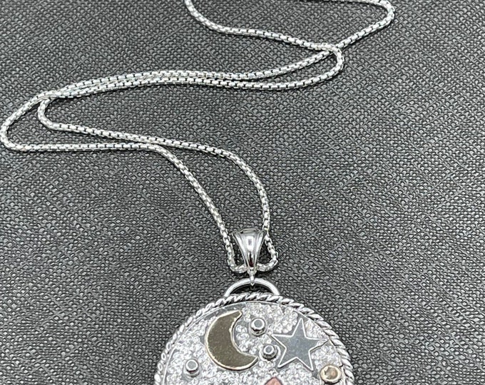 Tri-Metal Southwest Necklace: Sterling Silver, Copper, 14K Gold Cactus Mountain Pendant, Hiking, Adventure, Gifts For Her