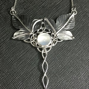 Woodland Leaf Gemstone Necklace in Sterling Silver, Elvish Leaf Necklaces, Magical Necklace Designs, Gifts For Her, Anniversary, Birthday