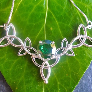 Celtic Knot Irish Emerald, Sapphire, Amethyst Necklace in Sterling Silver, Gifts For Her, Birthday Presents, Irish Wedding