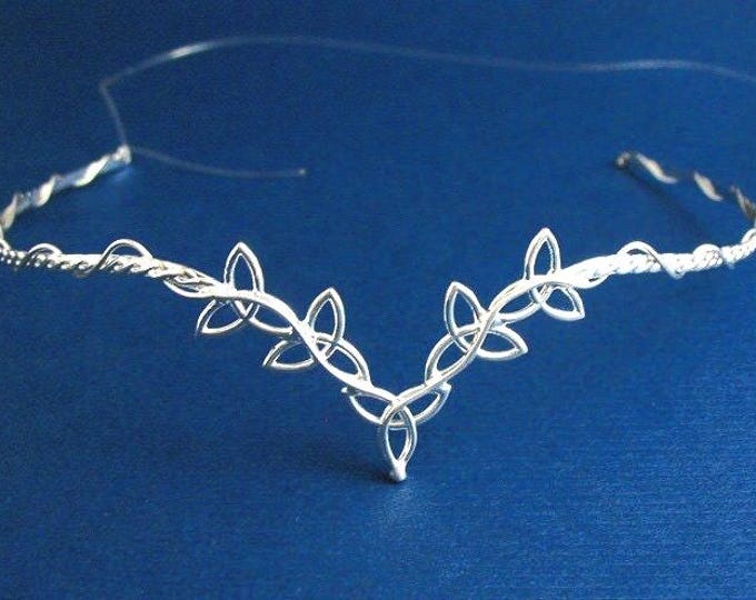 Irish Wedding Circlet in Sterling Silver, Celtic Circlet, Bridal Diadem, Trinity Knot Handmade Wedding Circlet, Celtic Circlets