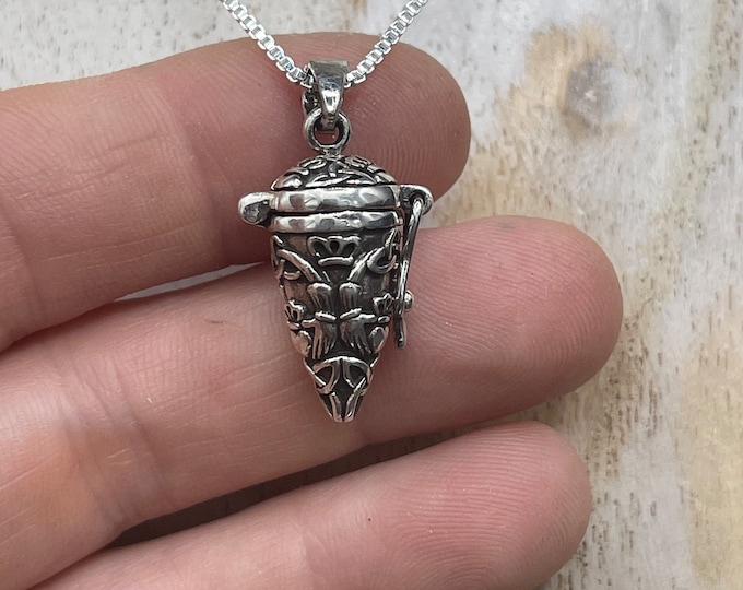 Sterling Silver Celtic Urn Necklace: Keepsake Irish Locket Pendant, Locket Jewelry, Gifts For Her