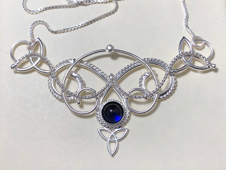 Celtic Statement Necklace With Gemstone Irish Trinity Knot Etsy