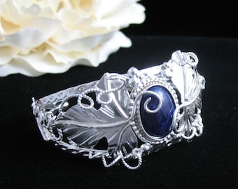Handmade Leaf Bracelet Cuff in Sterling Silver, Elvish Bracelet, Fairytale Bracelet Cuffs, Gifts For Her