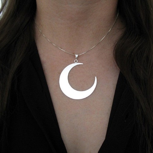 Large Crescent Moon Emerald, Amethyst, Peridot Necklace in Sterling Silver, shops Celestial Bohemian Necklaces, Gifts for Her, Birthday
