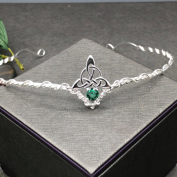 Celtic Tiara Peridot in Sterling Silver, Irish Bridal Circlet, Irish Diadems, Celtic Wedding Accessories, Gifts For Her