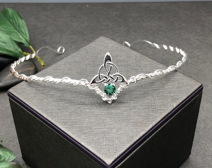 Celtic Tiara Peridot in Sterling Silver, Irish Bridal Circlet, Irish Diadems, Celtic Wedding Accessories, Gifts For Her