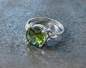 Celtic Rings, Irish Sterling Silver Ring, Irish Celtic Knot Rings with Gemstone, Handmade Trinity Knot Rings, Gifts For Her