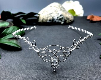 Celtic Emerald Circlet in Sterling Silver, Irish Diadems, Renaissance Bridal Tiaras, Alternative Bridal Accessory, Handfasting Headpiece