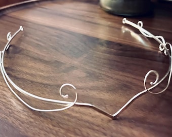 Elegant Tiara, Simple Sterling Silver Circlet, Cosplay Circlets, Renaissance Boho Simple Headpiece, Unisex Circlets