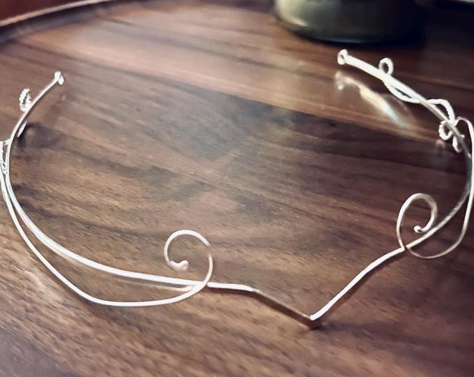 Elegant Tiara, Simple Sterling Silver Circlet, Cosplay Circlets, Renaissance Boho Simple Headpiece, Unisex Circlets