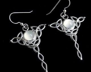 Orecchini Donna A Girasole Con Nodo Celtico - Argento Sterling 925 E Abalone