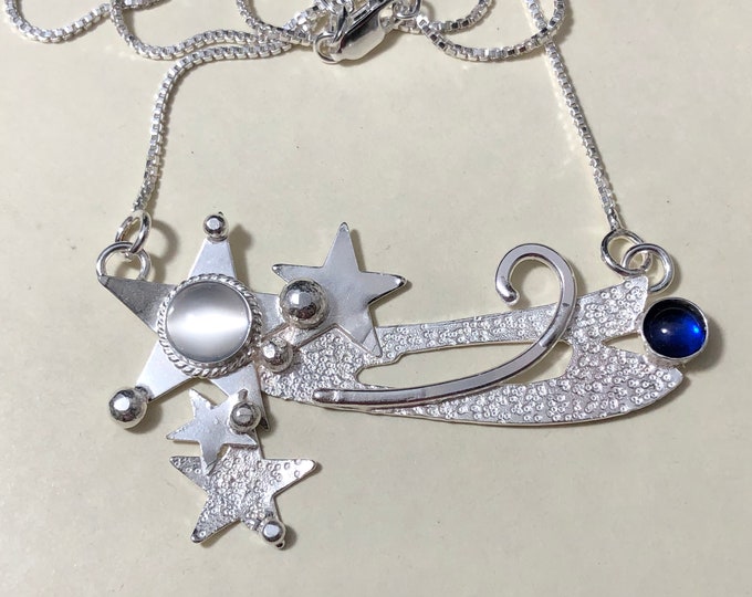 Handmade Celestial Star Necklace in Sterling Silver, Gifts For Her, Tarot Alternative Necklaces, Comet Jewelry, Star Necklaces