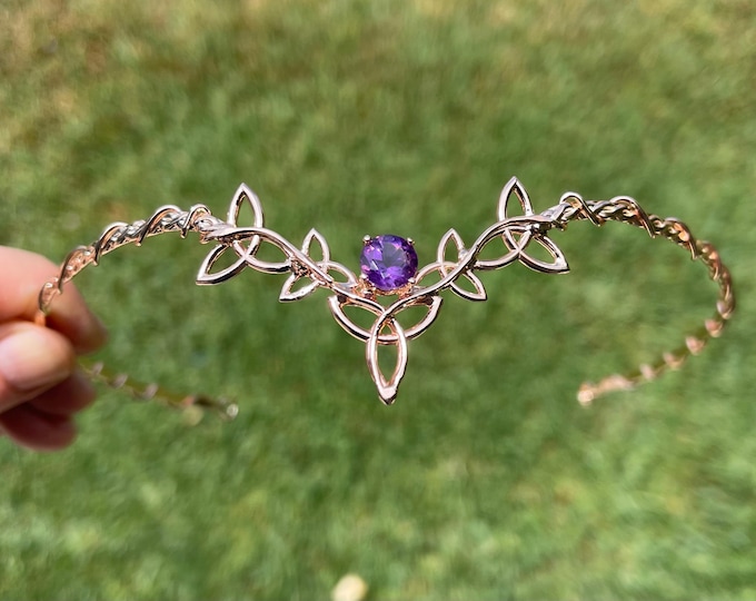 Irish Rose Gold Plated Sterling Silver Sapphire Amethyst White Topaz Tiara , Scottish Circlet, Irish Diadem, Gifts For Her, Irish Weddings