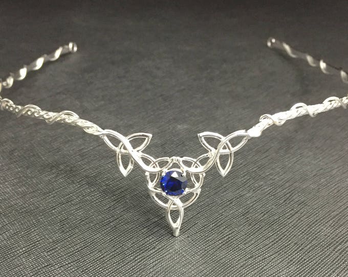 Celtic Knot Wedding Gemstone Tiaras in Sterling Silver, Irish Diadems, AlternativeBridal Tiara, Artisan Renaissance Circlets