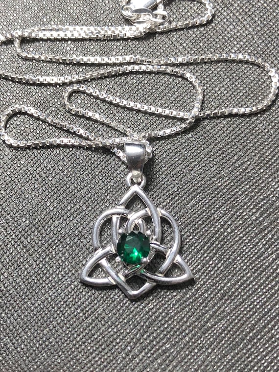 Emerald Celtic Tree Of Life Pendant in 10k Gold