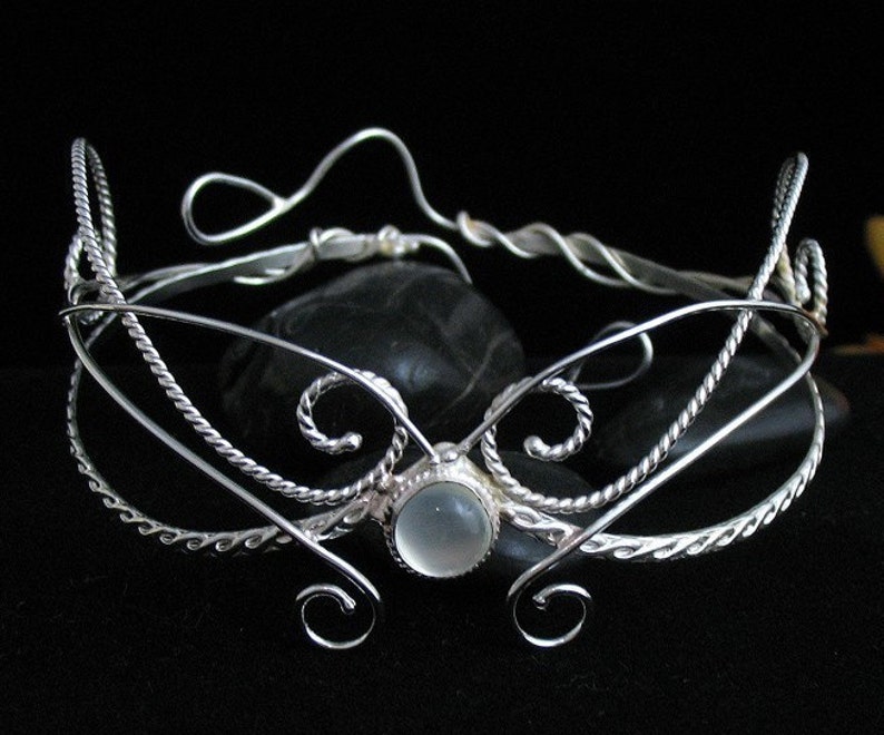 Fae Upper Arm Bracelet Sterling Silver, Upper Armlet Cuff, Elvish Renaissance Arm Torc, Wedding Accessory Moonstone