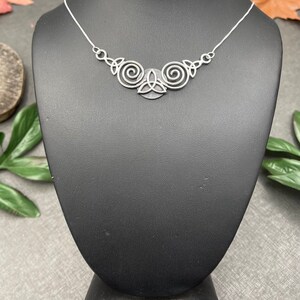 Celtic Knot Spiral Necklace in Sterling Silver with 16 inch Box Chain, Gifts For Her, Anniversary, Irish Bridal image 3