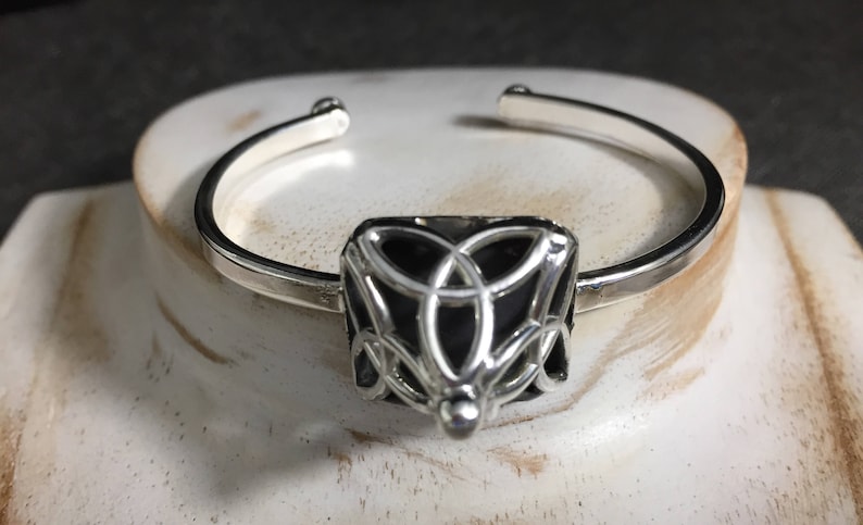 Artisan Cuff Bracelet Celtic Pyramid Trinity Knot Bracelet Cuff in Sterling Silver Scottish Bracelet Cuffs Symbolic Irish Bracelets