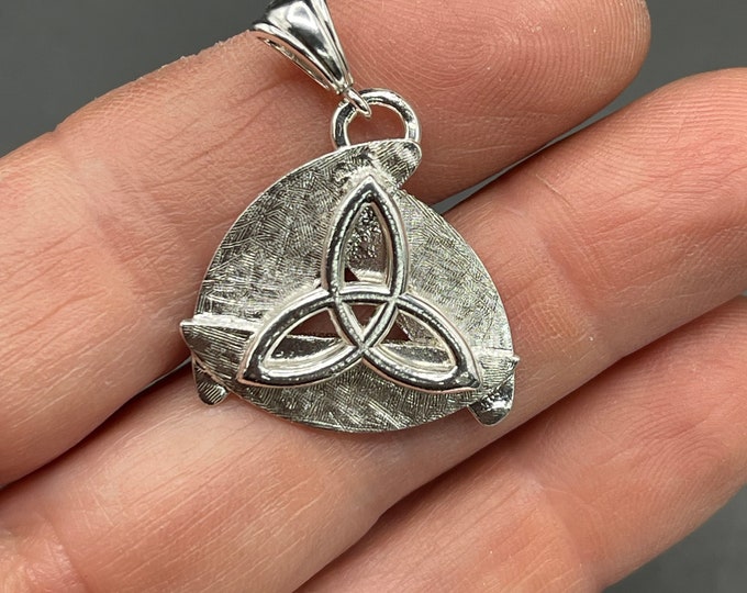 Abstract Celtic Trinity Knot Sterling Silver Pendant with Bail, Irish Pendant Trinity Knot Necklace
