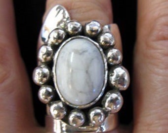 Stevie Nicks Inspired Large Statement Ring with 18x13mm Oval Gemstone, OOAK Handmade Sterling Silver Victorian Rings, Bold Bohemian Ring 925