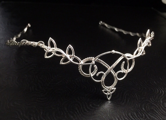Sterling silver Celtic pattern tiara headband Elven Tiara Crown - Celtic Circlet Headpiece With Leaves  main image 3