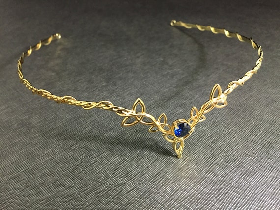 Tiara Gold or Silver Twisted Handcrafted Crystal Twisted Wire Tiara, Available in Gold or  main image 3