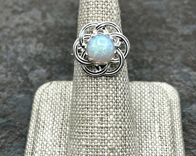 Opal Silver Ring, Simple Celtic  Rings, Gifts For Her, Handmade Sterling Silver Ring, Simple Gemstone Ring