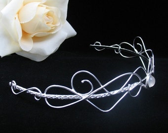 Moonstone Renaissance Tiara in Sterling Silver, Elvish Bridal Circlets, Diadems, Handmade Wedding Circlet, Gifts For Her, Alternative Bridal