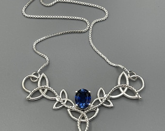 Celtic Emerald Necklace in Sterling Silver, Scottish Necklaces, Handmade Wedding Necklace, Pictish, Irish Wedding, Gifts For Her, Nordic