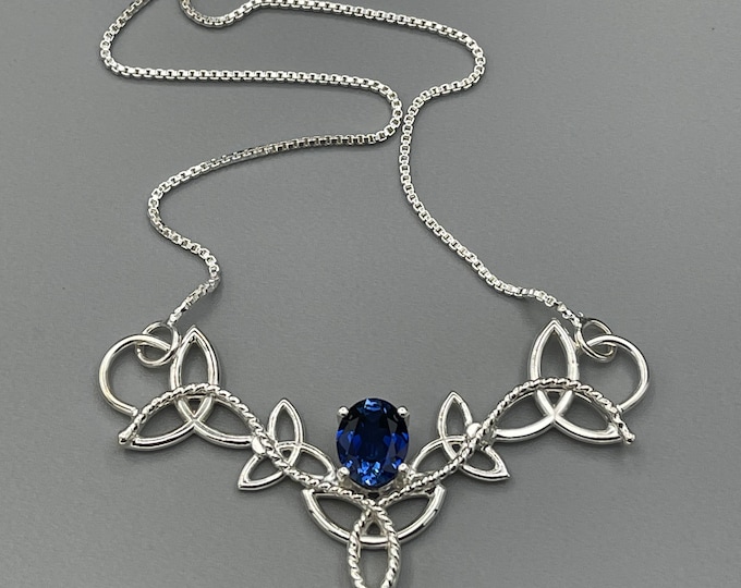 Celtic Emerald Necklace in Sterling Silver, Scottish Necklaces, Handmade Wedding Necklace, Pictish, Irish Wedding, Gifts For Her, Nordic